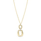 Gold stainless steel Atelier Link pendant necklace with cubic zirconia stones on a fine chain.