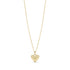 Gold tone heart shell pendant necklace with 16 inch chain and 2 inch extension