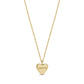 Gold-tone stainless steel heart-shaped pendant necklace with engraved 'mom' text and chain on white background