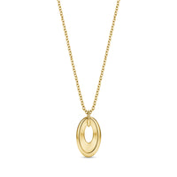 Gold bold oval link drop pendant necklace with 16 inch chain and 2 inch extension