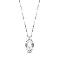 Silver bold oval link drop pendant necklace with 16 inch chain and 2 inch extension