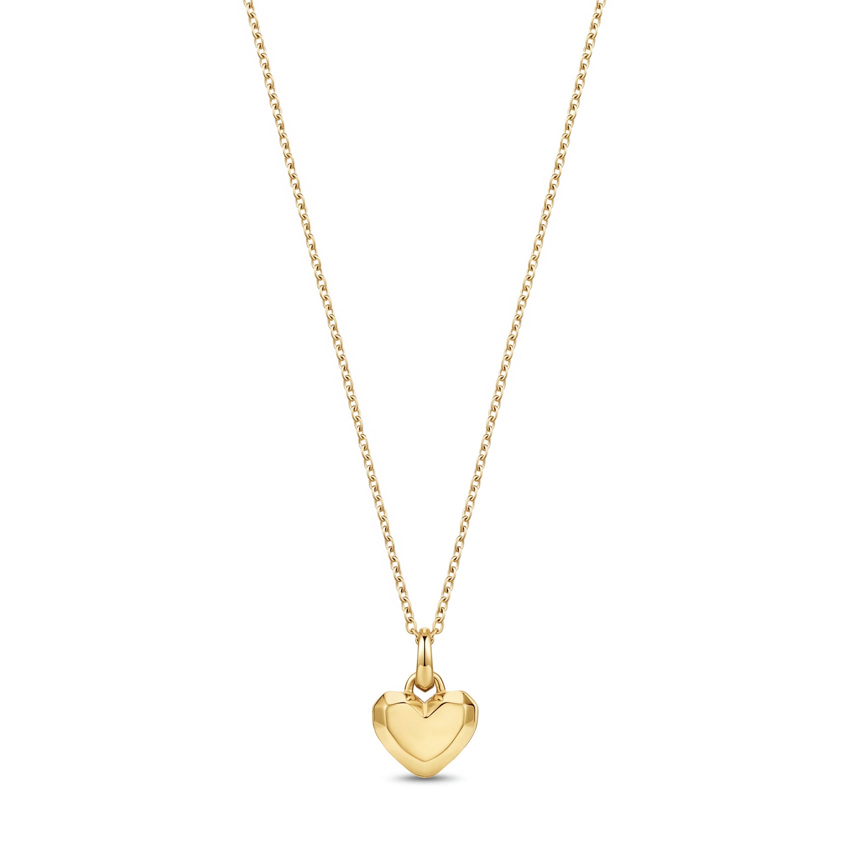 Gold stainless steel minimalist heart pendant necklace, front view