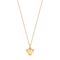 Gold stainless steel minimalist heart pendant necklace, front view