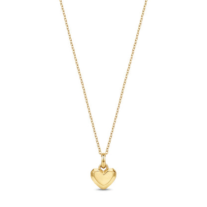 Gold stainless steel minimalist heart pendant necklace, front view