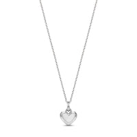 Silver stainless steel minimalist heart pendant necklace, front view