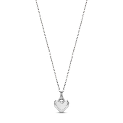Silver stainless steel minimalist heart pendant necklace, front view