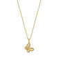 Gold stainless steel butterfly pendant necklace with cubic zirconia stones on a fine chain