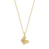 Gold stainless steel butterfly pendant necklace with cubic zirconia stones on a fine chain