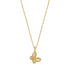 Gold stainless steel butterfly pendant necklace with cubic zirconia stones on a fine chain