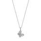 Silver stainless steel butterfly pendant necklace with cubic zirconia stones on a fine chain