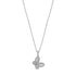 Silver stainless steel butterfly pendant necklace with cubic zirconia stones on a fine chain