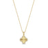 Gold stainless steel four-leaf clover pendant necklace fully set with cubic zirconia stones, front view
