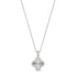 Silver stainless steel four-leaf clover pendant necklace fully set with cubic zirconia stones, front view