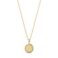 Close-up of gold cubic zirconia round pendant showing stone detail and engravable back plate