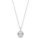 Close-up of silver cubic zirconia round pendant showing stone detail and engravable back plate