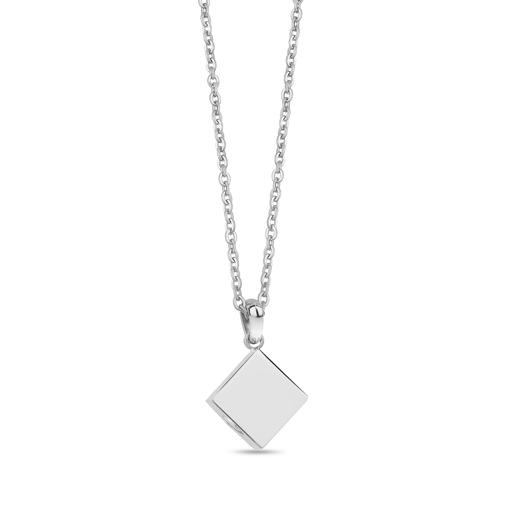 Minimal Diamond Square Urn Pendant - Women Pendant - The Steel Shop