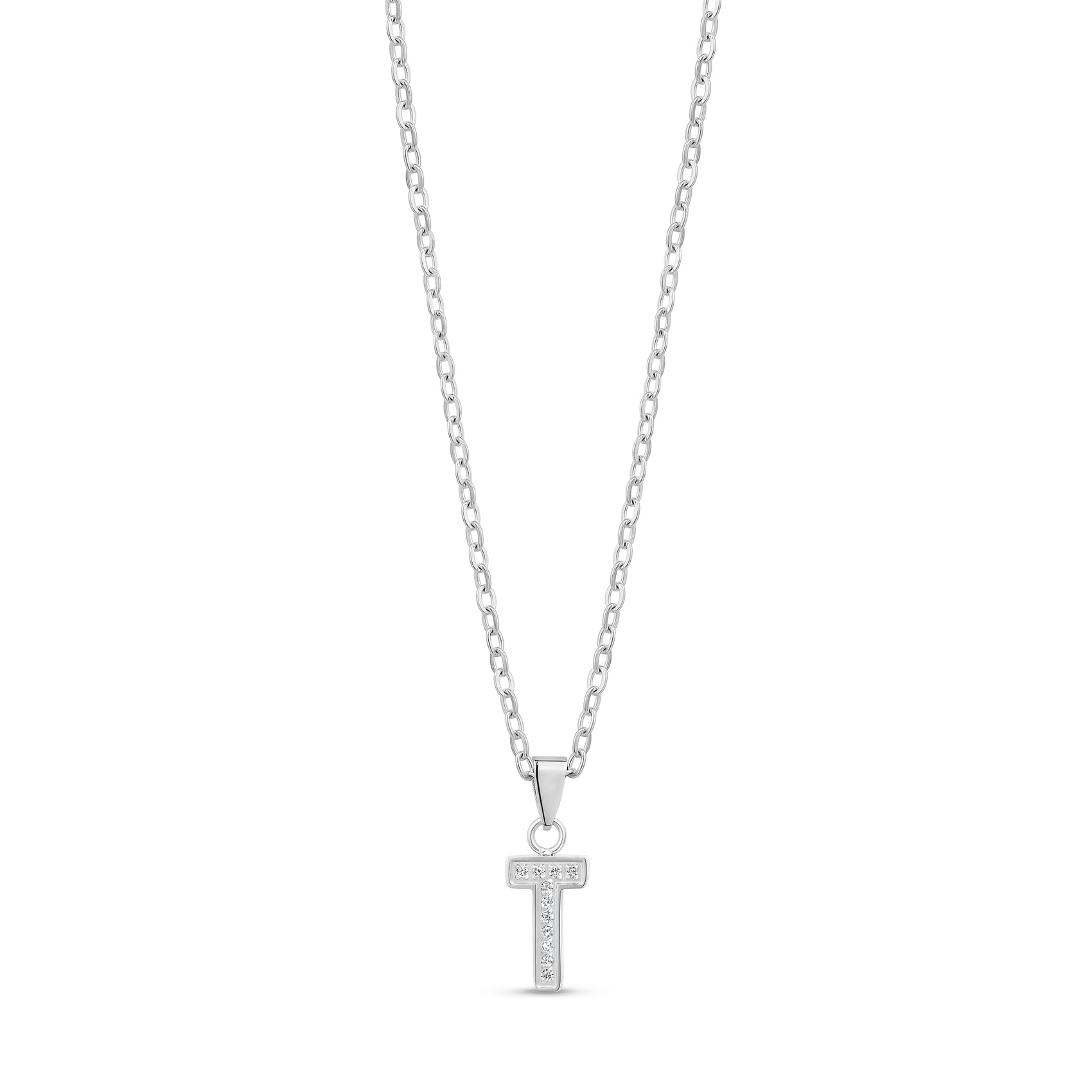 Stone-Set Initial Pendant - Women Pendant - The Steel Shop