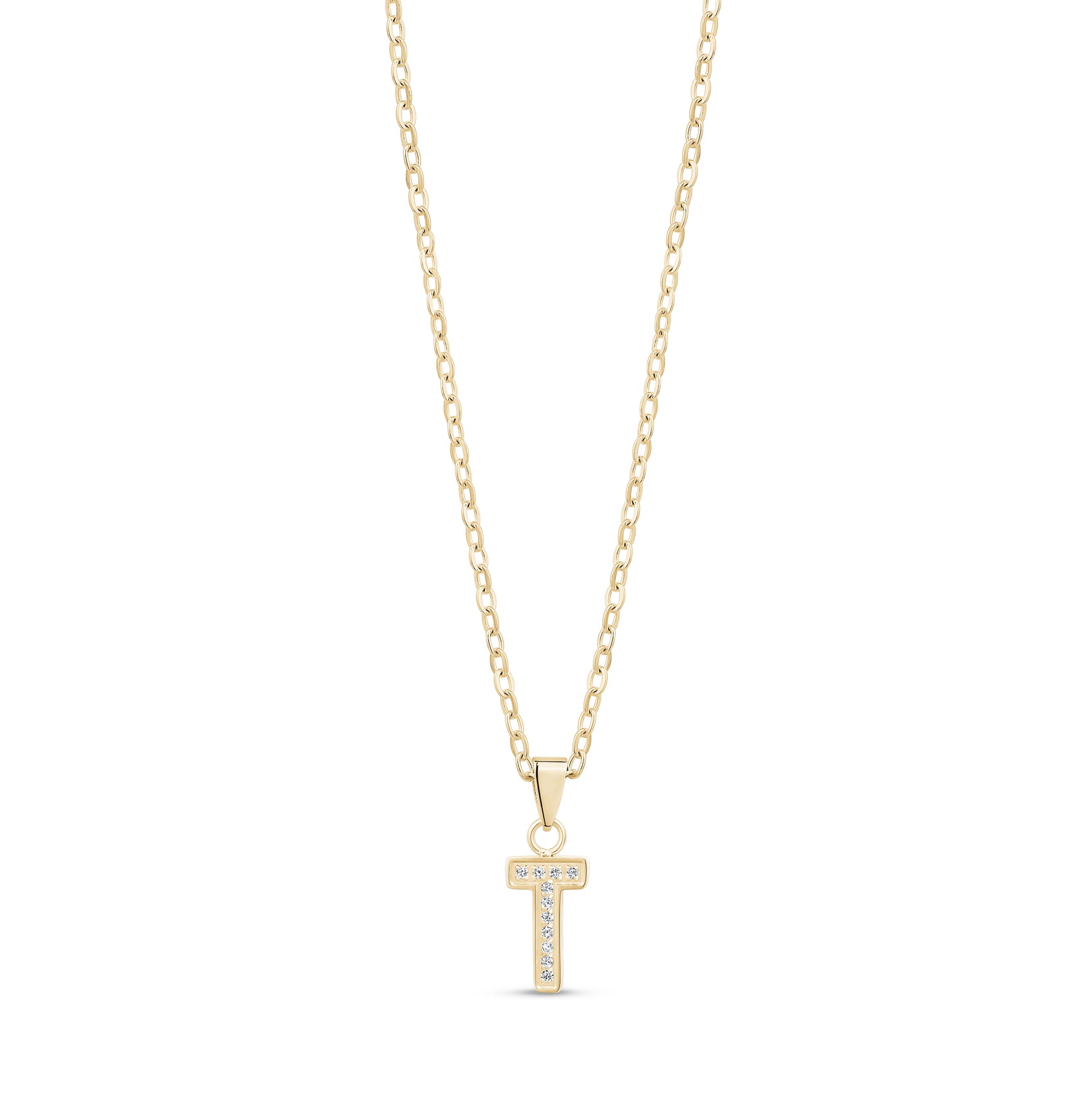 Stone-Set Initial Gold Pendant - Women Pendant - The Steel Shop