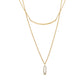 Layered Bar CZ Pendant Necklace - Women Pendant - The Steel Shop