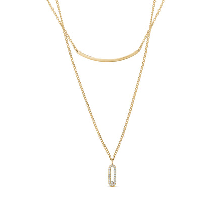 Layered Bar CZ Pendant Necklace - Women Pendant - The Steel Shop