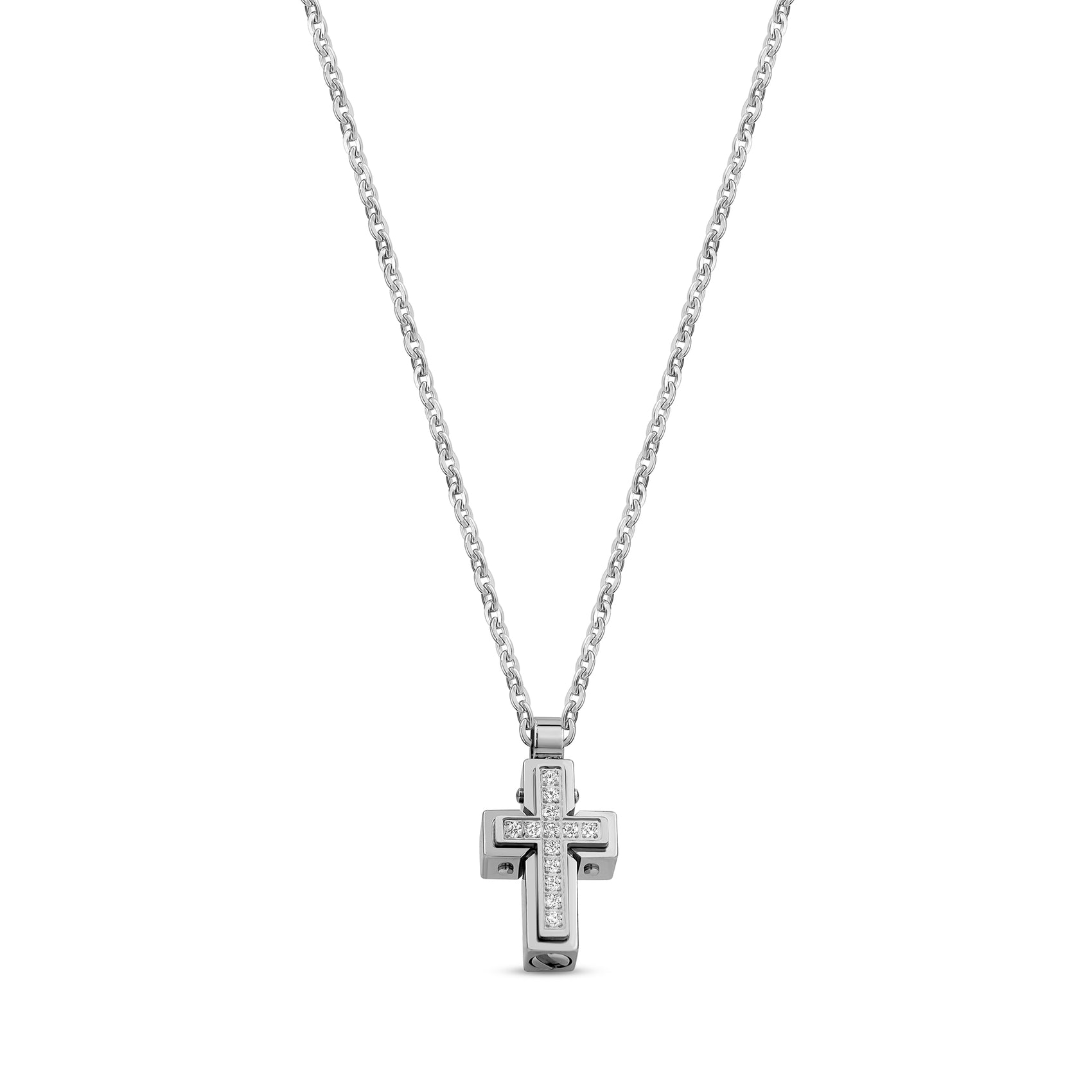 Stone-Set Urn Cross Pendant - unisex pendant - The Steel Shop