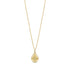 Gold celestial teardrop pendant necklace with crystal detail on a fine chain