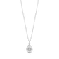 Silver celestial teardrop pendant necklace with crystal detail on a fine chain