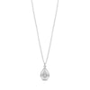 Silver celestial teardrop pendant necklace with crystal detail on a fine chain