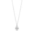 Silver celestial teardrop pendant necklace with crystal detail on a fine chain