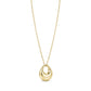 Gold stainless steel orbit pendant necklace with polished teardrop design on delicate chain