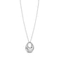 Silver stainless steel orbit pendant necklace with polished teardrop design on delicate chain