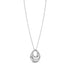 Silver stainless steel orbit pendant necklace with polished teardrop design on delicate chain