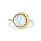 Front view of gold-tone Moonlight Mother of Pearl women's ring featuring iridescent round pearl on slim band