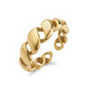 Close-up angled view of gold Liquid Link Open Ring with shiny twisted link design and open adjustable band