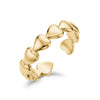 Close-up of Linked Hearts Open Ring in polished gold-tone stainless steel with linked heart design and open-ended band