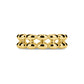 Top view of silver double row bead band ring emphasizing reflective surface and open gaps between beads