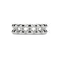 Side view of silver double row bead band ring showing bead alignment and smooth finish