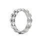 Angled side view of gold double row bead band ring displaying polished bead details and interior openwork