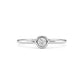Front view of silver tone bezel set solitaire women’s ring featuring a centered 3mm cubic zirconia
