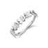 Silver stainless steel butterfly semi eternity ring, angled view showing 7 sculpted butterfly links