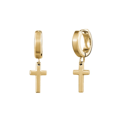 Beveled Edge Cross Earrings - Men Earrings - The Steel Shop