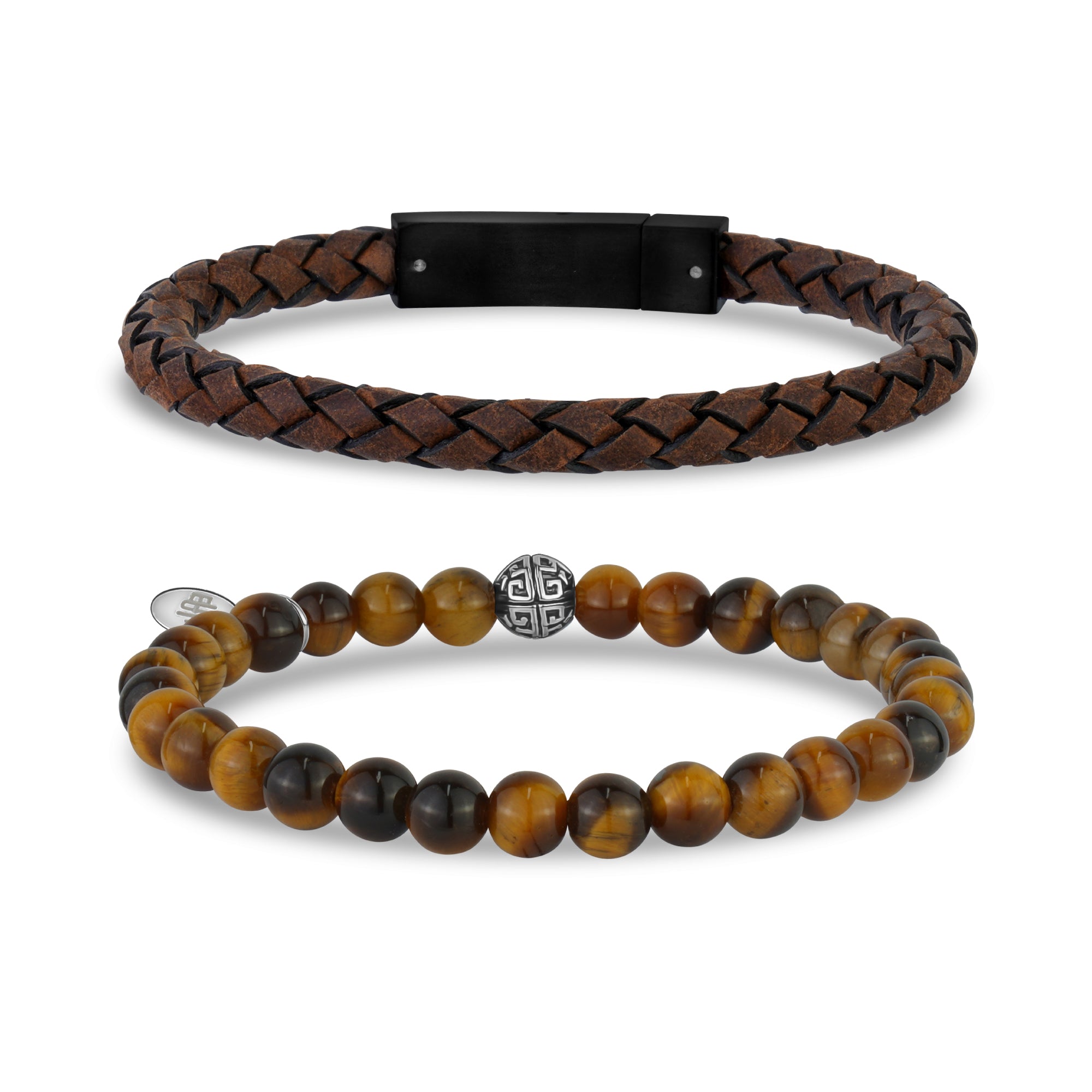 Earth Tone Brown Leather Beads Bracelet Stack | 6MM – The Steel Shop