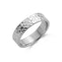 Silver 6mm hammered texture comfort fit wedding band angled view
