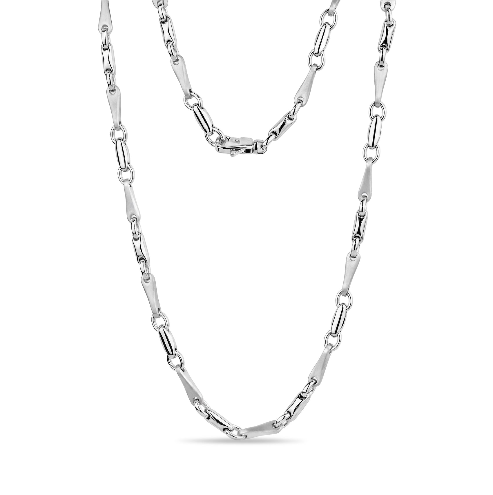 Titan Link Necklace with bold matte and shiny stainless steel links