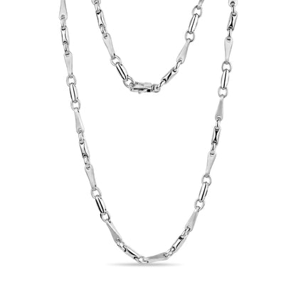 Titan Link Necklace with bold matte and shiny stainless steel links