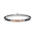 Double row round box stainless steel bracelet with faceted hematite beads and shell beads
