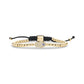 Gold stainless steel Hamsa hand bracelet with cubic zirconia stones and black adjustable cord