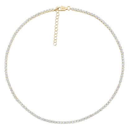 Gold tone adjustable tennis choker necklace with clear sparkling stones