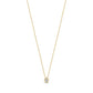 Gold minimalist bezel set solitaire pendant necklace with cubic zirconia on adjustable chain