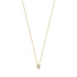 Gold minimalist bezel set solitaire pendant necklace with cubic zirconia on adjustable chain